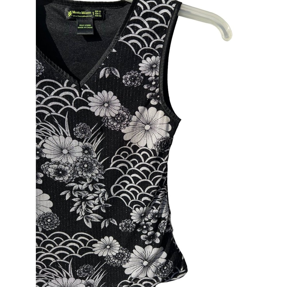 Monte Milano women’s tank size 5 black and white floral lined - Picture 3 of 5